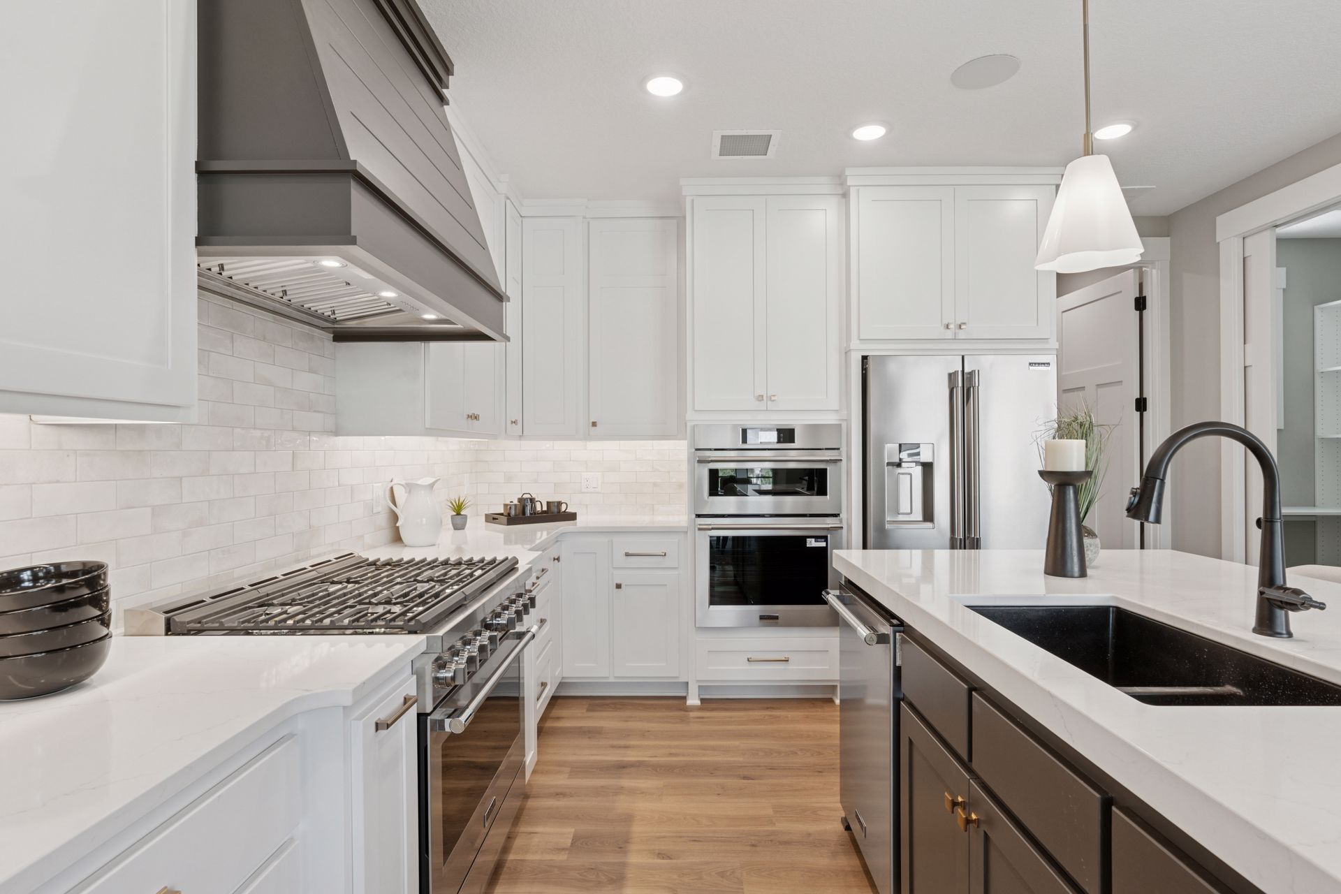 Interior galley-style view of kitchen design
