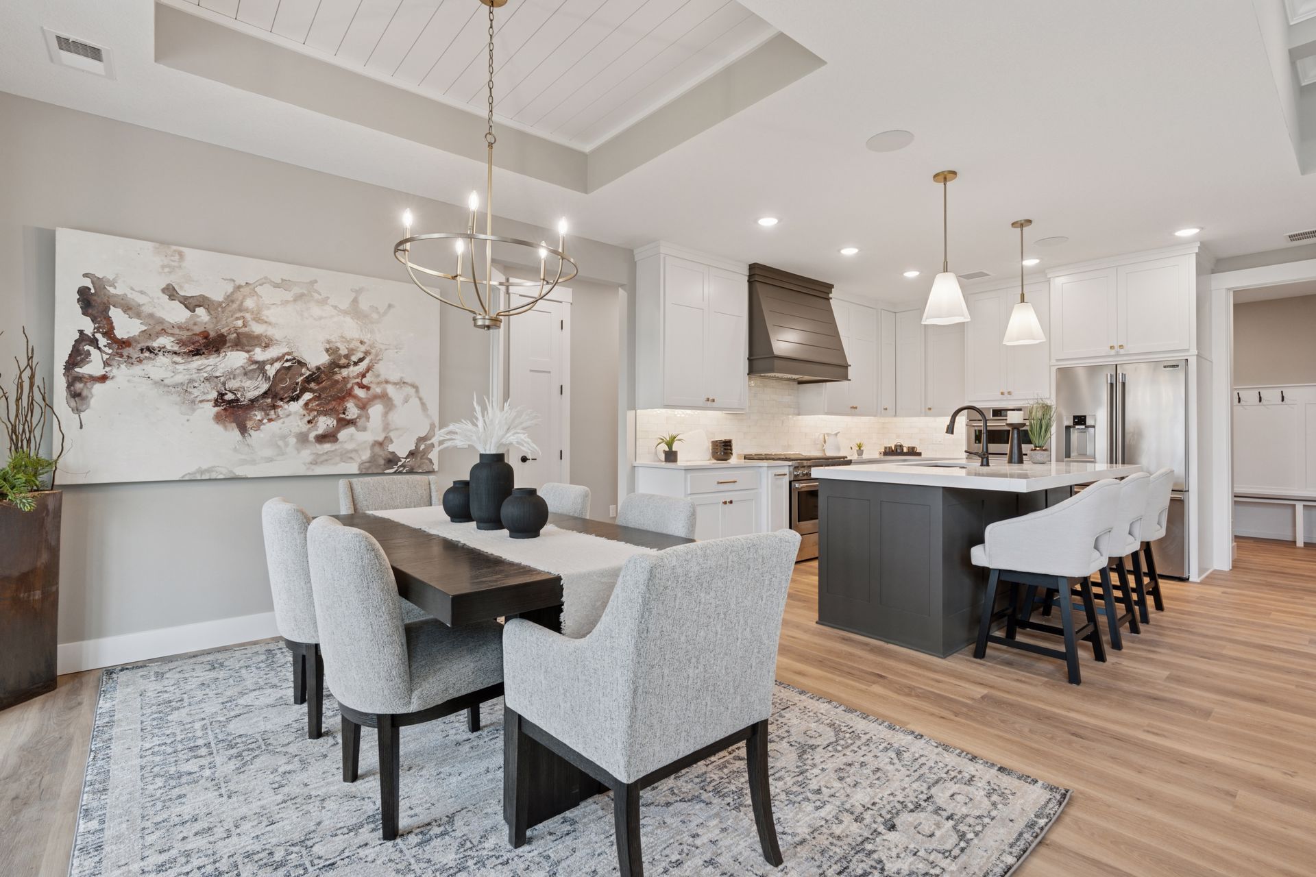 Dining room view into kitchen