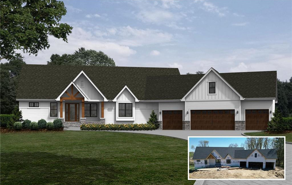 Luxury rambler with 4 beds, 4 baths, 4 car garage on 4 acres