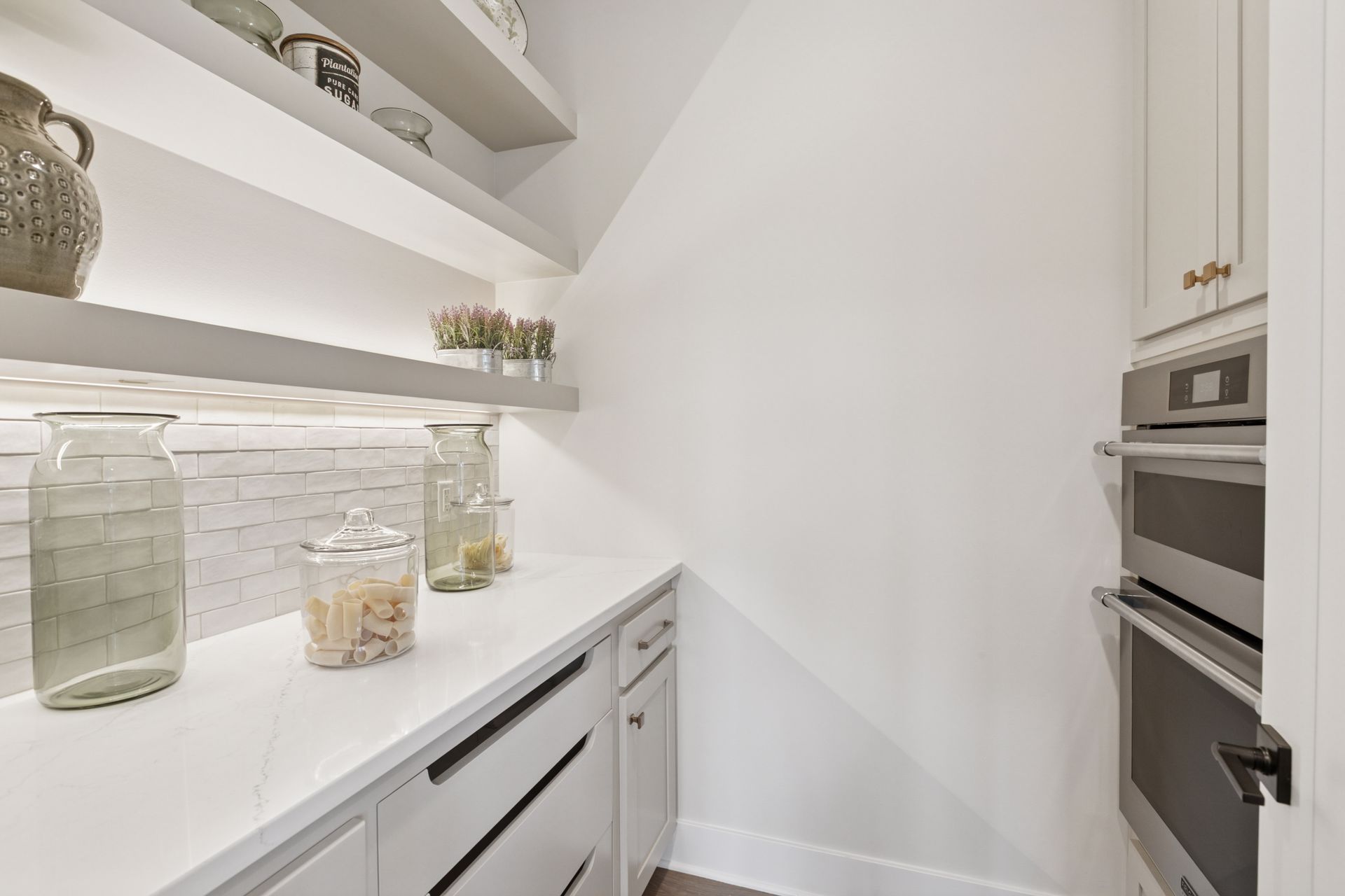 Pantry area with built-in double wall and convection oven