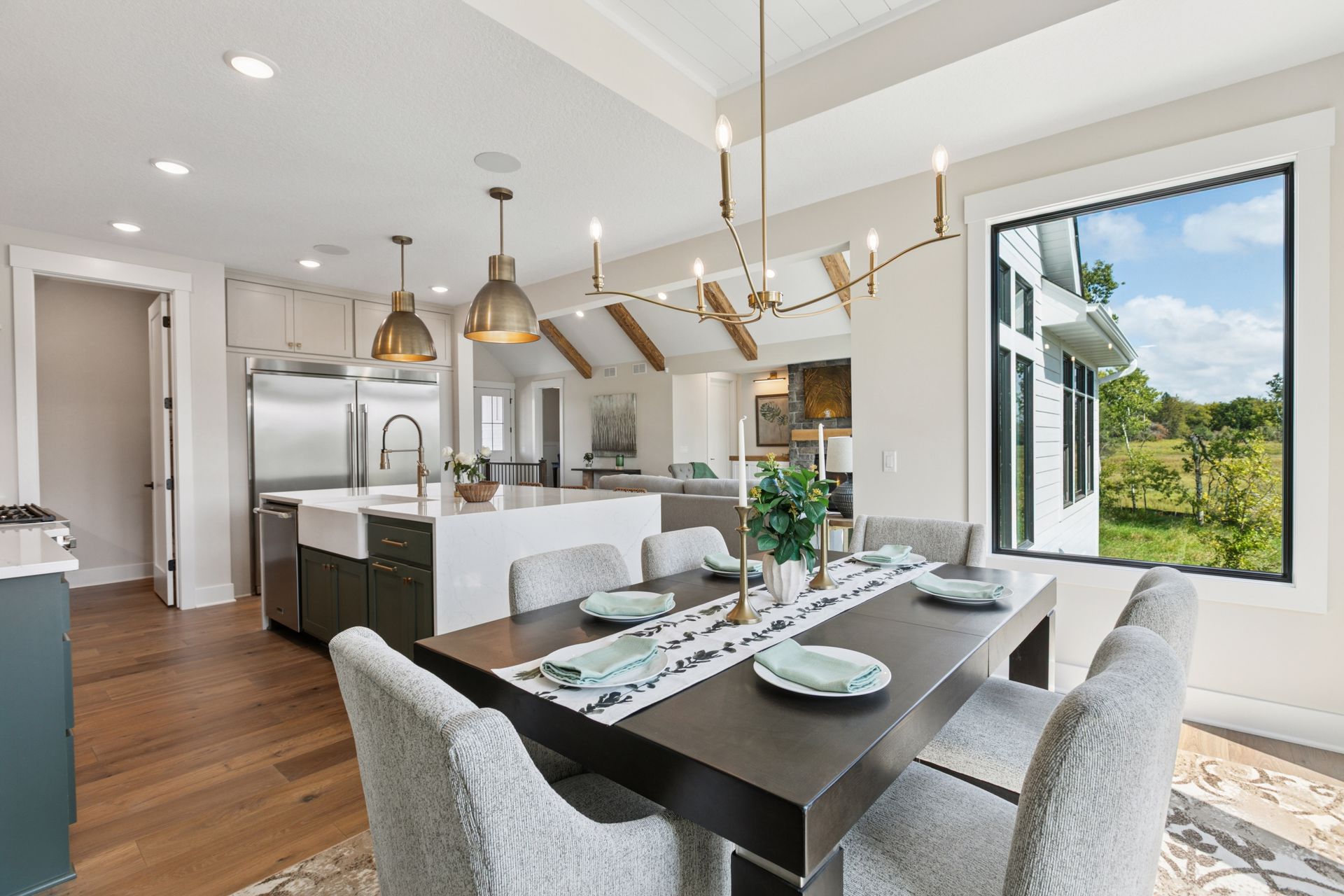 Dining area picture window view of outdoors