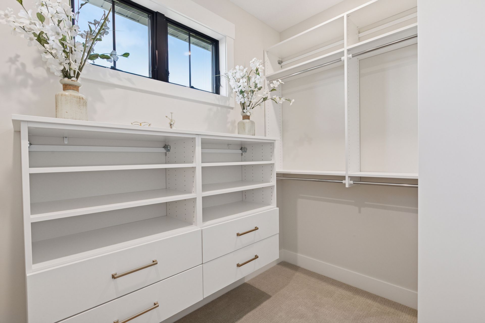Owner’s closet with well-designed built-in organizers